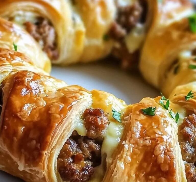 Cheesy Sausage Puff Pastry Ring 🥐💛