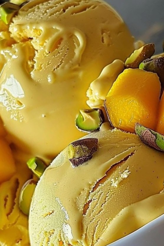 Creamy Pistachio Mango Ice Cream 🍦🥭