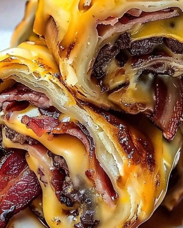 Garlic Butter Bacon Cheeseburger Rollups – The Ultimate Cheesy Snack!
