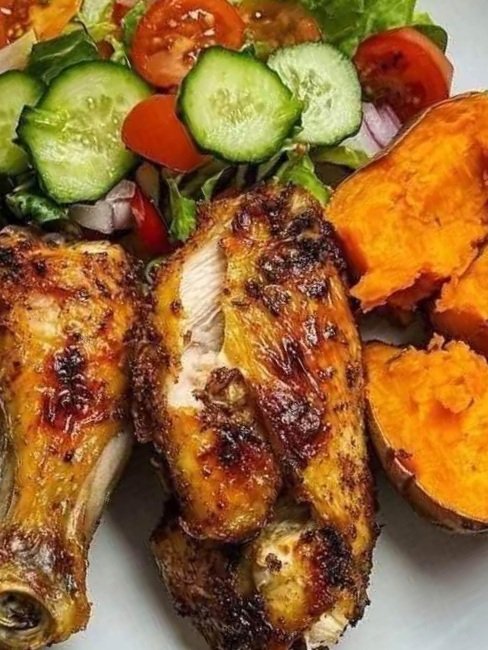 Roasted Chicken with Sweet Potato & Fresh Salad – A Nourishing Weeknight Meal!