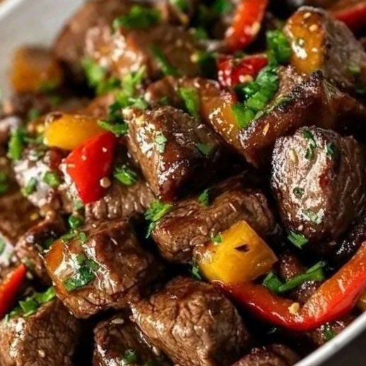 🍯🔥 Sweet & Sticky Honey Garlic Steak Pepper Bites – Air Fried to Perfection! 🌶️🥩