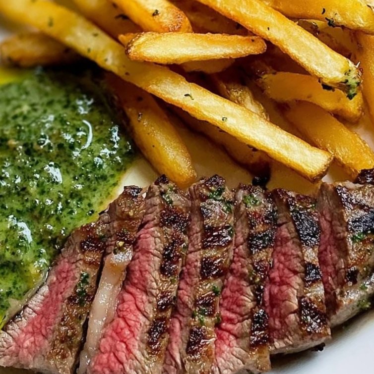 Seared Steak with Chimichurri and Crispy Herb Fries
