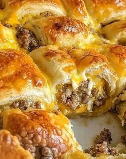 Cheesy Breakfast Sausage Crescent Rolls