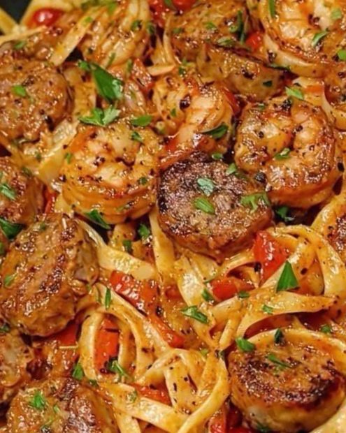 Creamy Cajun Shrimp Pasta with Sausage