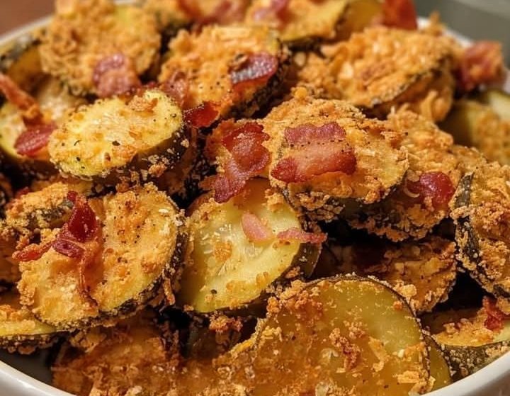 Cheesy Bacon Fried Pickles 🥓🥒