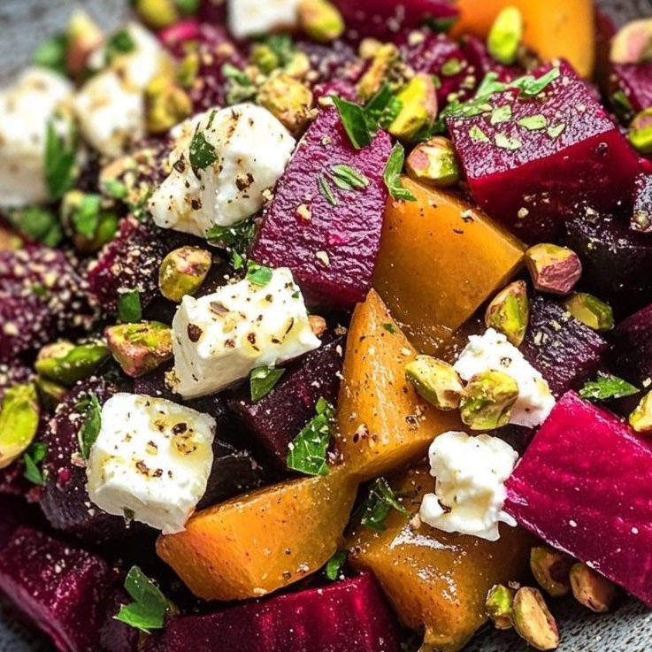 Beetroot Salad with Feta Cheese and Pistachios 🥗💜🧀