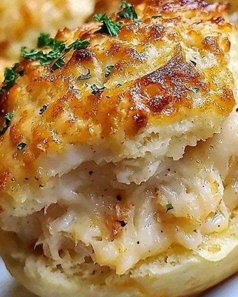 Crab Stuffed Cheddar Bay Biscuits with Lemon Butter Drizzle 🦀🧈