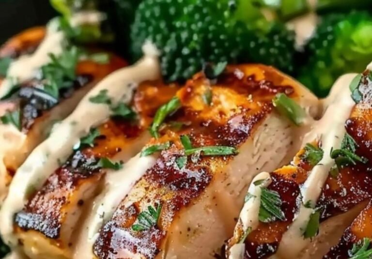 Grilled Chicken & Broccoli Bowls with Creamy Garlic Sauce (Healthy & Easy Meal Prep!)