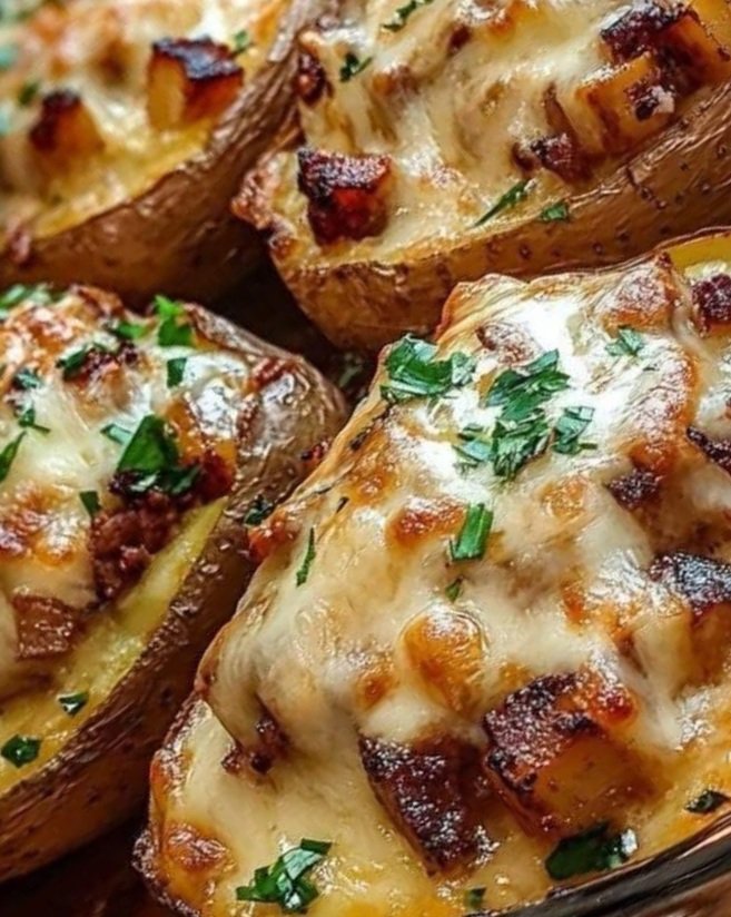 Crispy Oven-Fried Stuffed Potatoes (Loaded & Cheesy!)