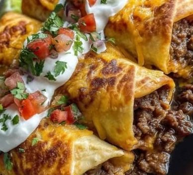Crispy Beef and Cheese Chimichangas