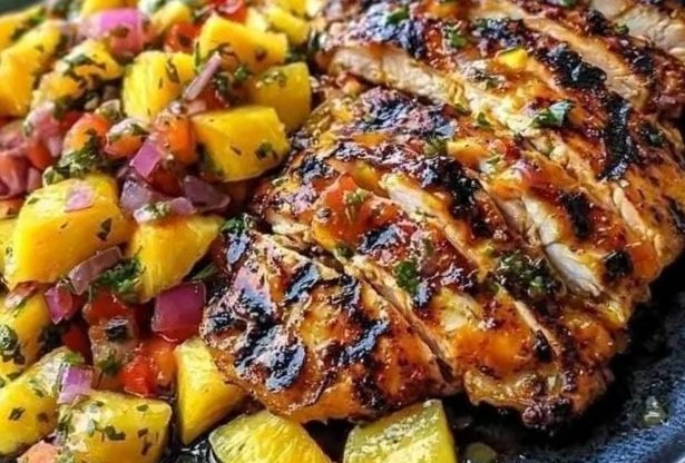 Grilled Chicken with Pineapple Salsa: A Tropical Twist on a Healthy Classic 🍍🍗