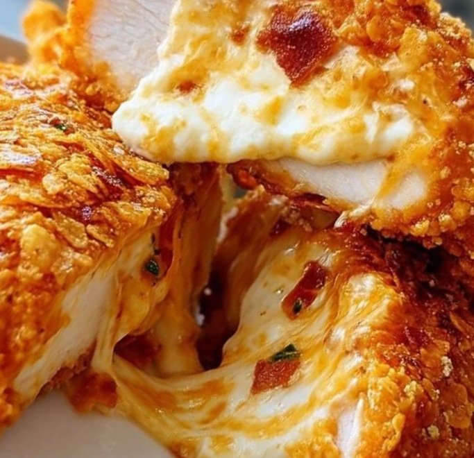 Crispy Doritos-Crusted Chicken Stuffed with Creamy Bacon & Cheese 🍗🧀