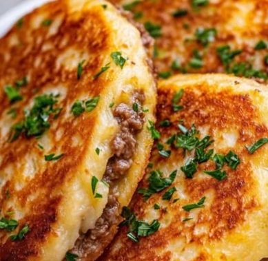 Savory Mashed Potato Pancakes Stuffed with Flavorful Meat Filling