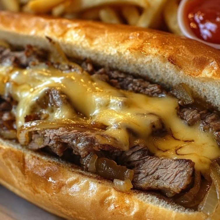 Classic Philly Cheesesteak Sandwich with Crispy Fries: A Game-Day Favorite