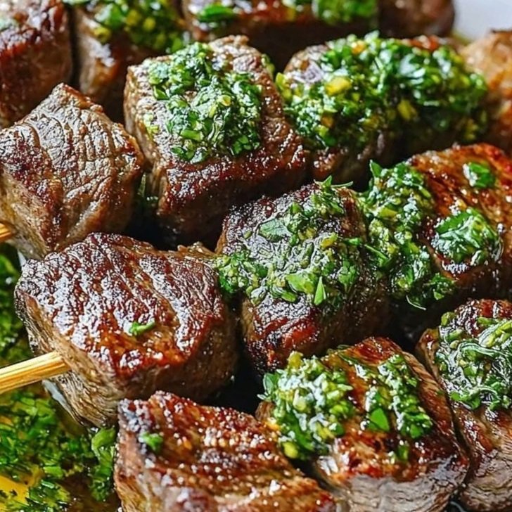 Grilled Beef Skewers with Vibrant Chimichurri Sauce: A Flavor-Packed Meal