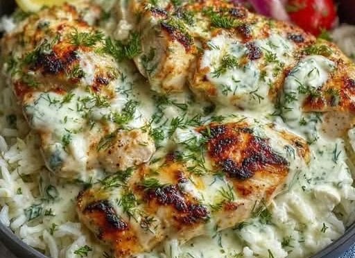 Dump-and-Bake Chicken Tzatziki Casserole: A Creamy, Greek-Inspired Delight 🍗🥙