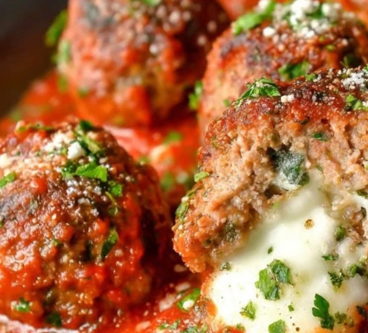 Mozzarella-Stuffed Meatballs: Gooey Cheesy Comfort in Every Bite