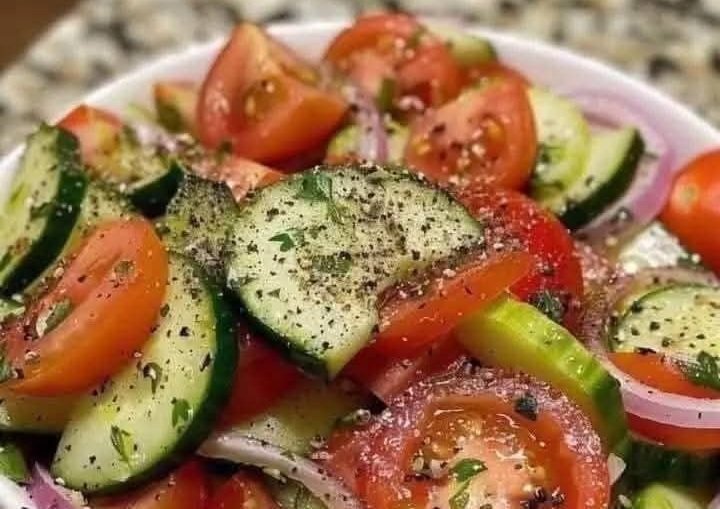 Grandma’s Refreshing Marinated Cucumbers, Onions, and Tomatoes