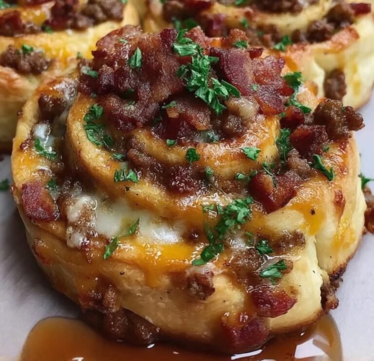 🍔🧄 Ultimate Garlic Butter Bacon Cheeseburger Rollups – A Flavor Explosion in Every Bite! 🧀🔥