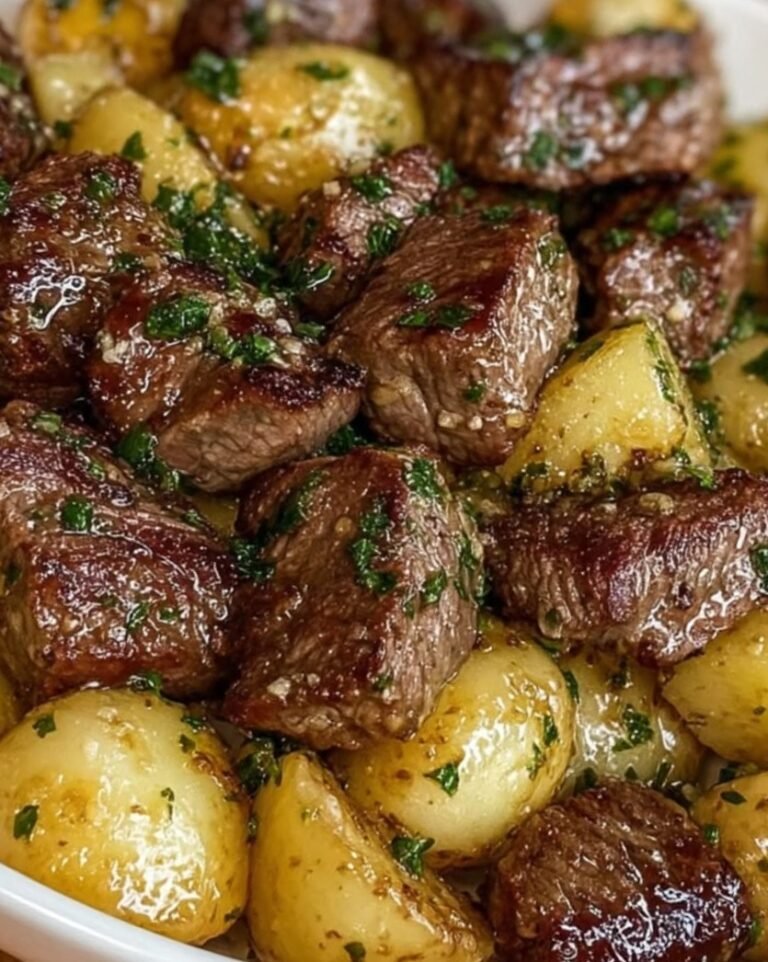 Garlic Butter Steak Bites with Crispy Golden Potatoes