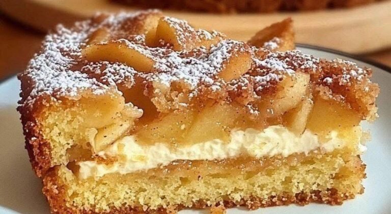 Rustic Italian Apple Cake with Creamy Sour Cream Twist
