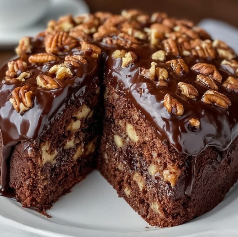 Decadent Chocolate Pecan Cake with Silky Ganache