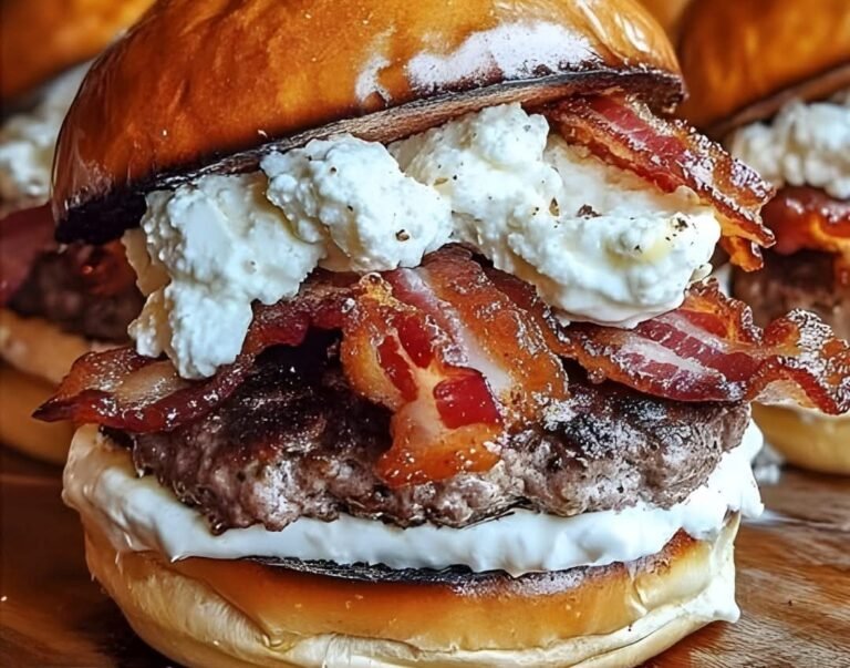 Savory Whipped Feta & Garlic Butter Bacon Smash Burgers Recipe
