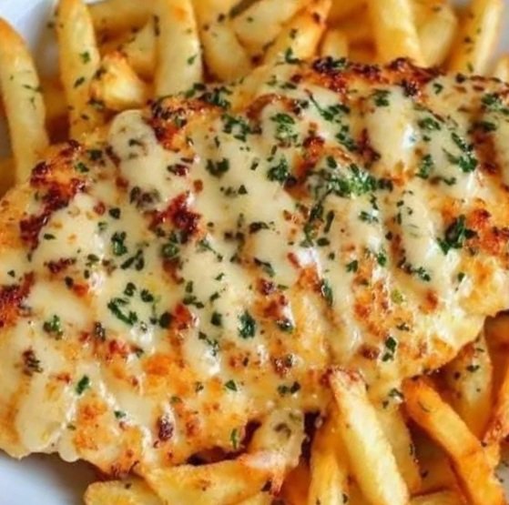 Spicy Garlic Parmesan Chicken Breast with Crispy Fries: A Flavor-Packed Dinner Delight