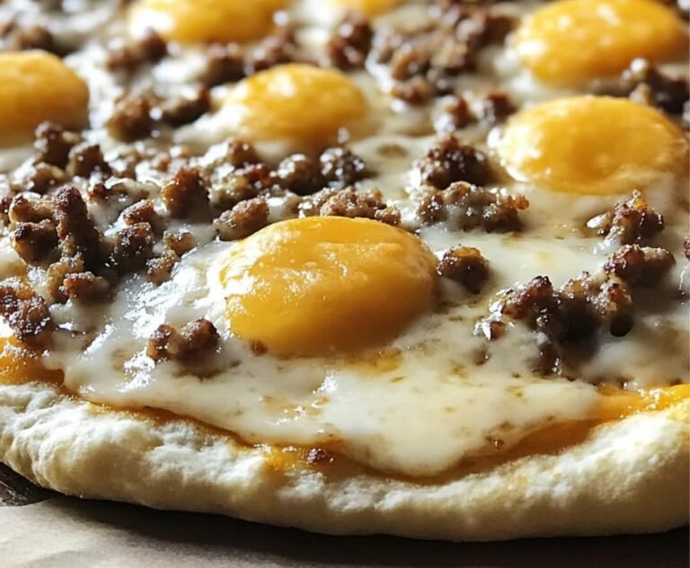 Biscuits and Beef Sausage Gravy Breakfast Pizza