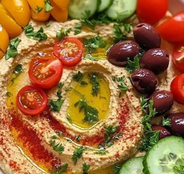 Greek Style Loaded Hummus 🇬🇷🥣