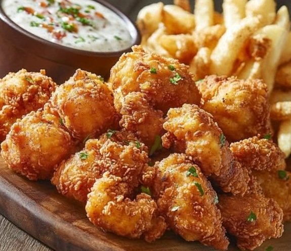 Crispy Bloomin’ Fried Chicken with Zesty Dipping Sauce 🍗🔥