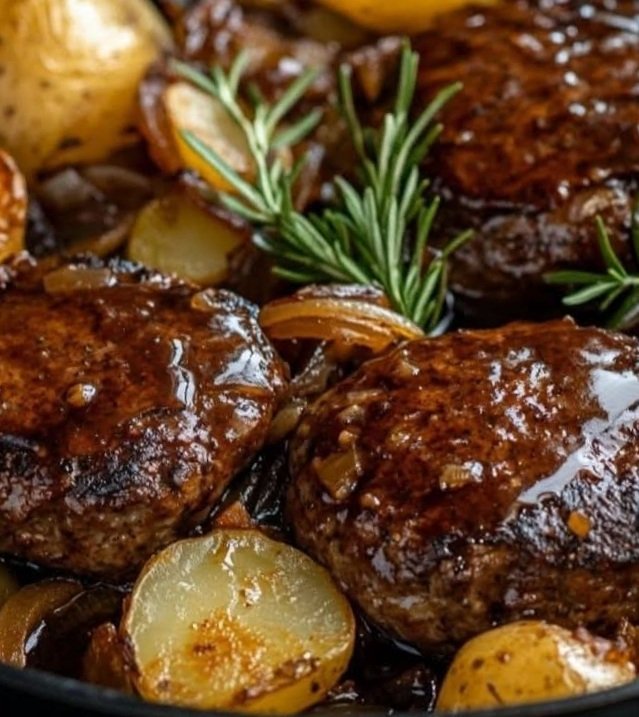 Skillet Salisbury Steaks with Potatoes: A Hearty One-Pan Classic