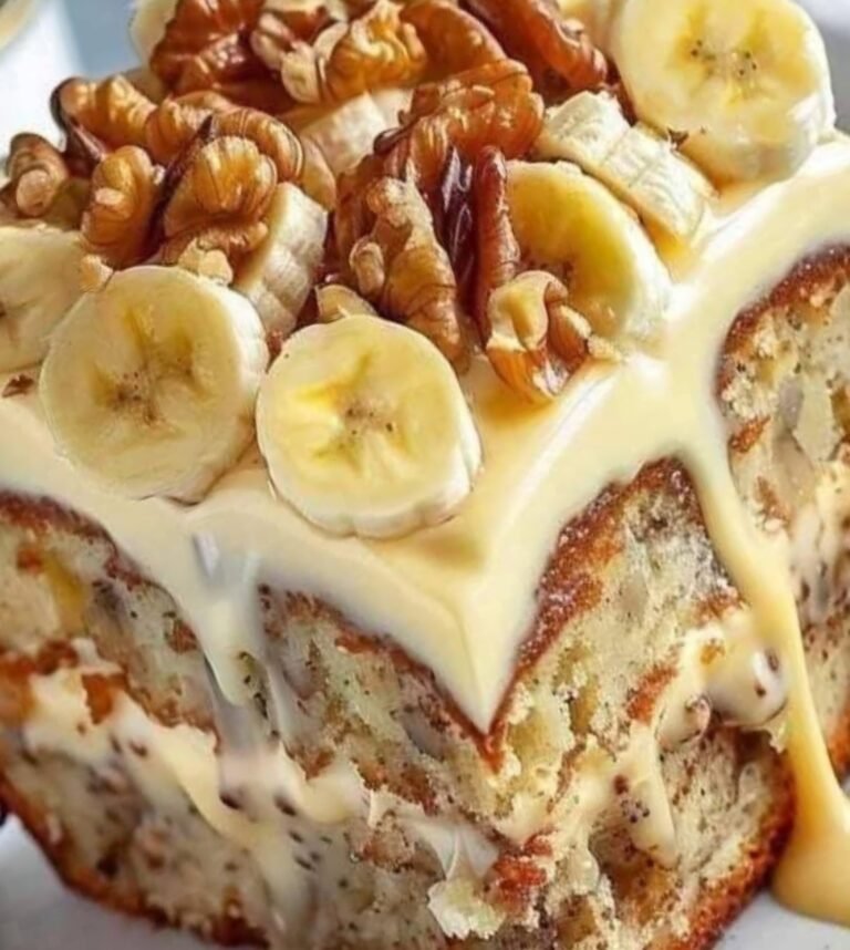 Banana Walnut Cake with Custard