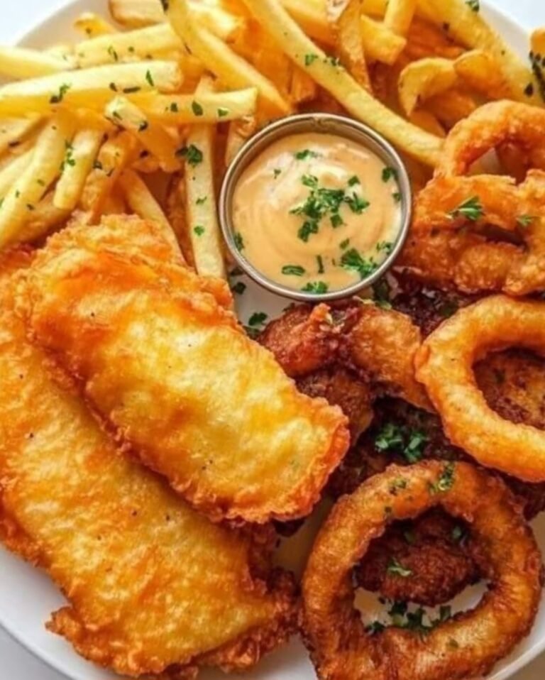Crispy Golden Cod and Crunchy Onion Rings Feast 🐟🧅