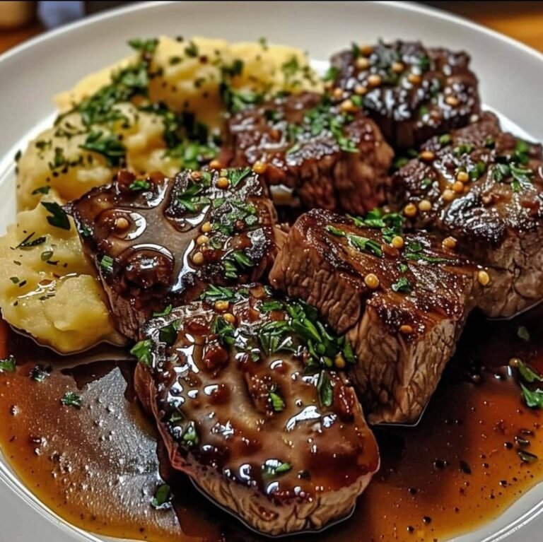 Garlic Butter Steak Bites with Creamy Mashed Potatoes