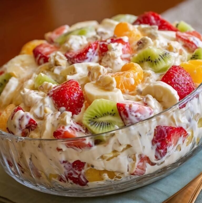 Creamy Fruit Salad Delight! 🍓🍍🥝