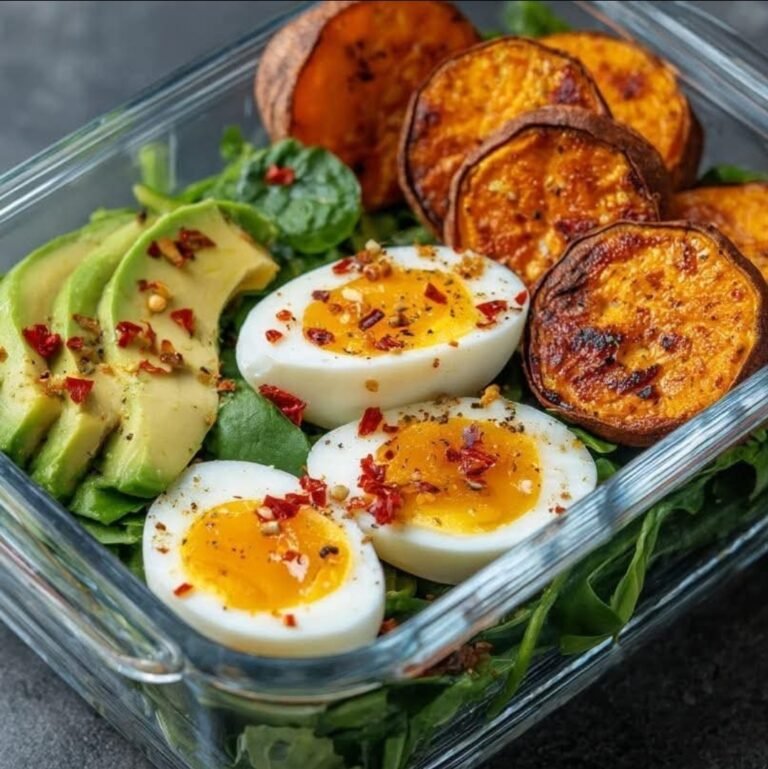 Spinach, Avocado & Egg Bowl with Roasted Sweet Potato 🥗