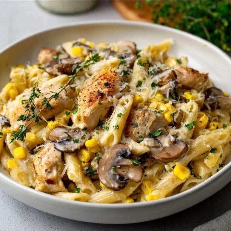 Creamy Chicken, Corn & Mushroom Pasta