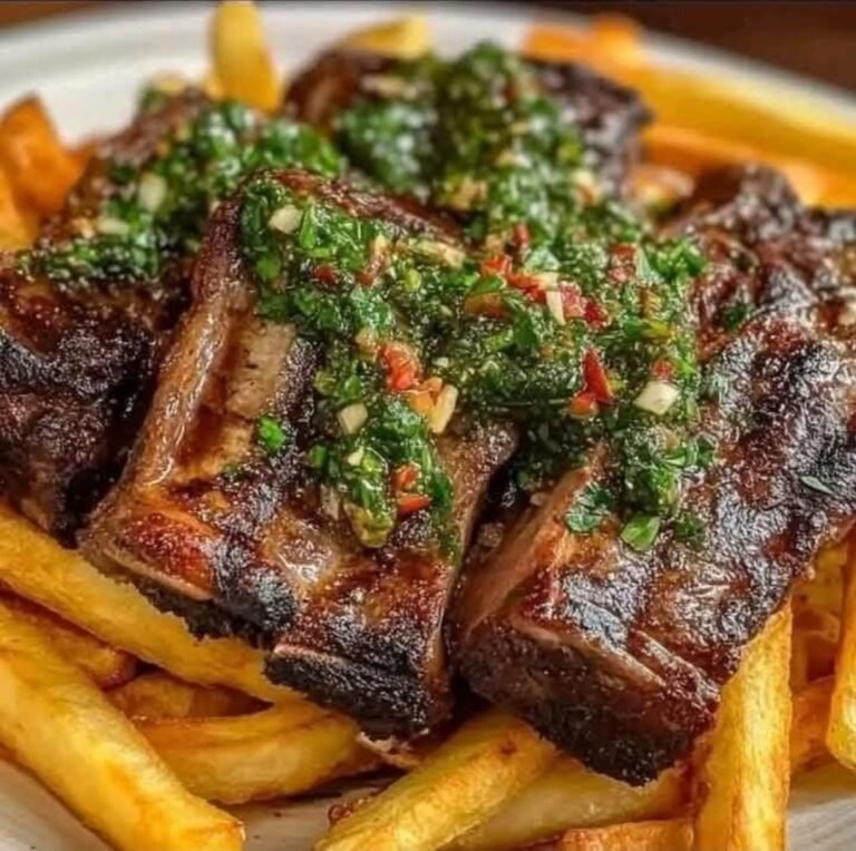 Grilled Short Ribs with Chimichurri & Crispy Fries