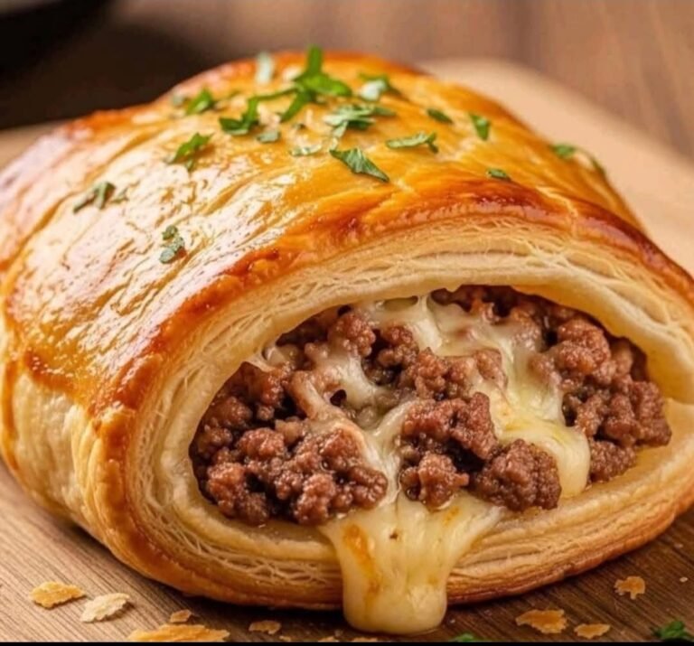 Savory Puff Pastry with Minced Meat and Cheese 🥟
