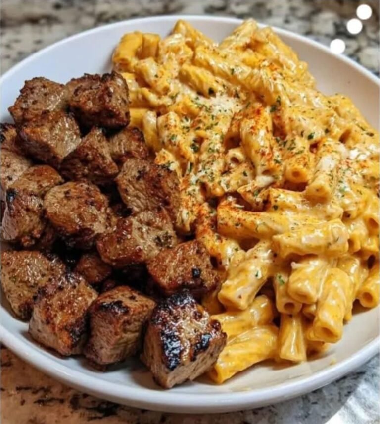 Cajun Steak Tips in Cheesy Penne Parmesan Sauce