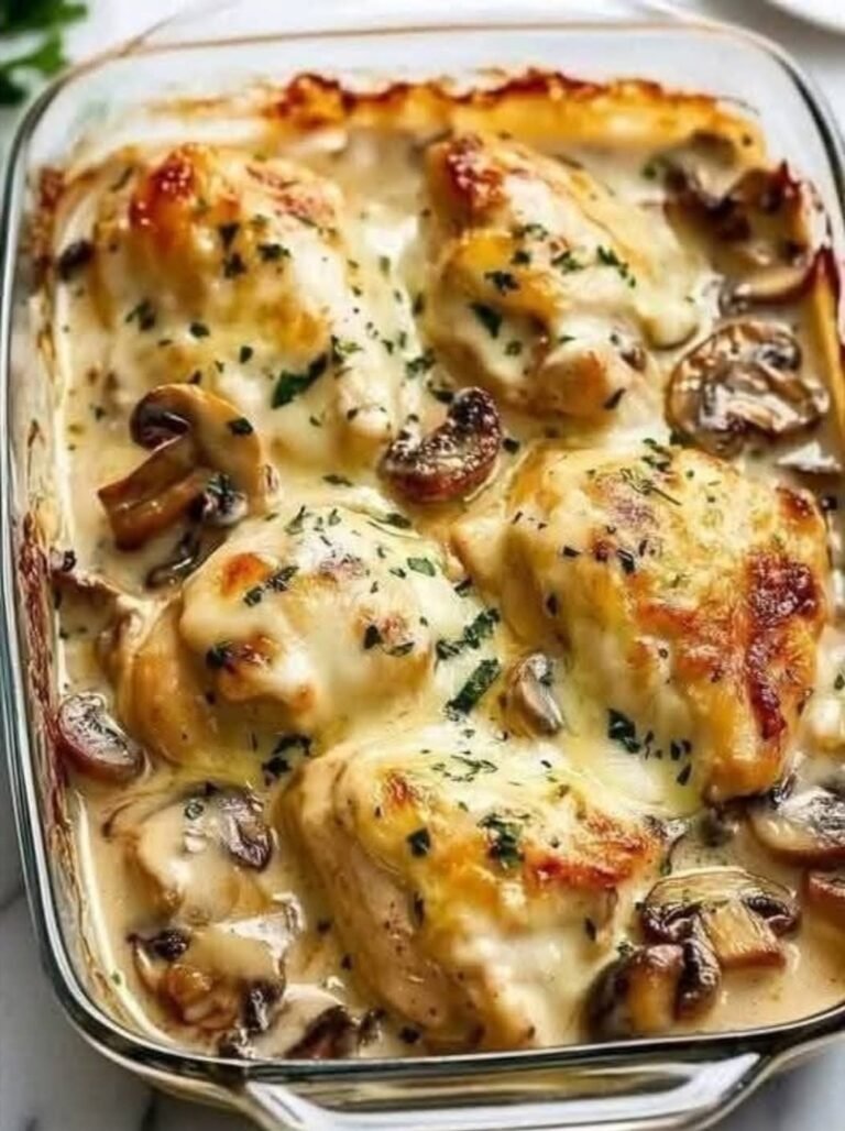 Creamy Chicken and Mushroom Bake: Rich, Cozy, and Full of Flavor! 🍗🍄