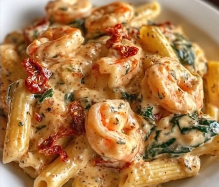 Creamy Sun-Dried Tomato Shrimp with Spinach Pasta