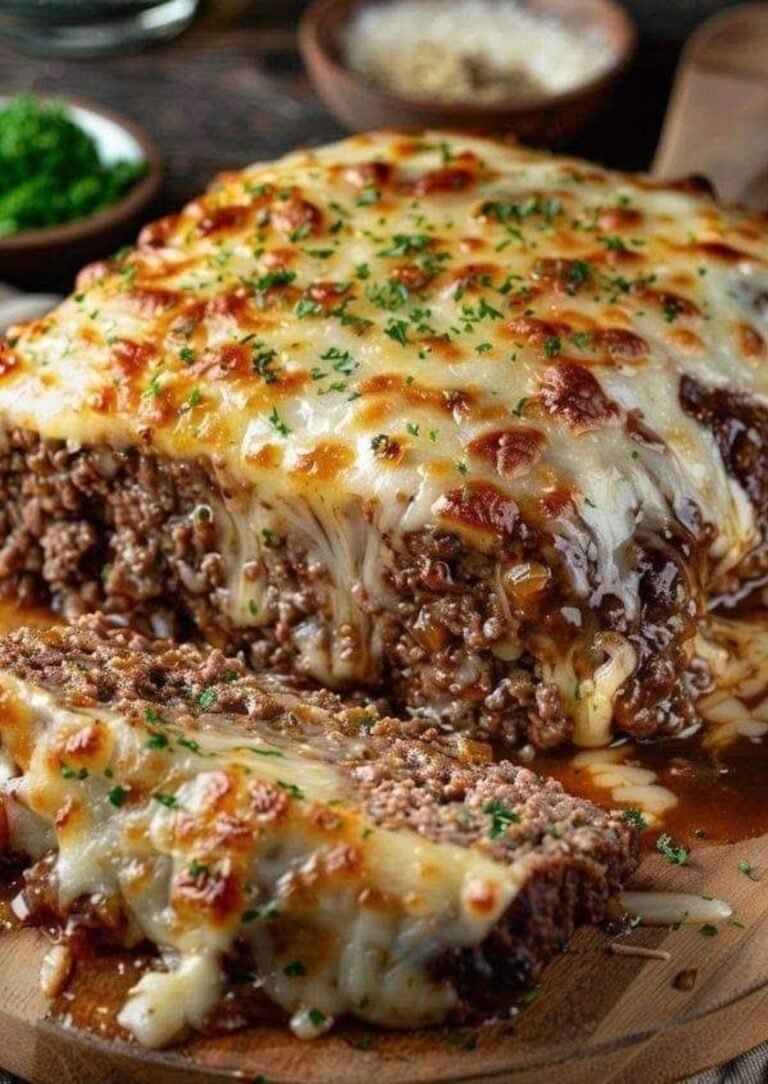 Slow Cooker Caramelized Onion & Swiss Meatloaf