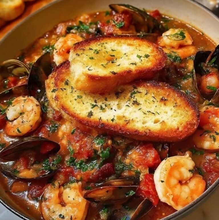 Seafood Stew with Garlic Toast: A Cozy, Flavor-Packed Coastal Feast 🦐🥖