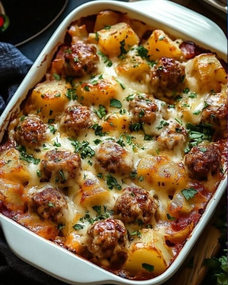 Loaded Potato and Meatball Casserole