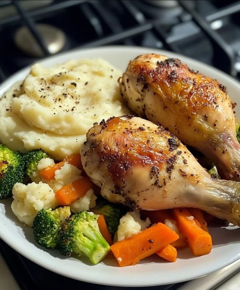 Homestyle Baked Chicken with Mashed Potatoes & Steamed Veggies 🥕🌿