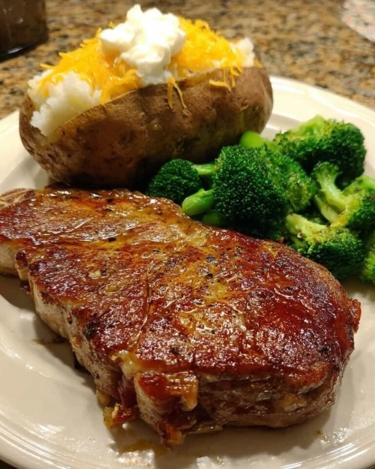 Ultimate Steakhouse-Style Dinner at Home: Juicy Steaks with Loaded Baked Potatoes and Garlic Broccoli