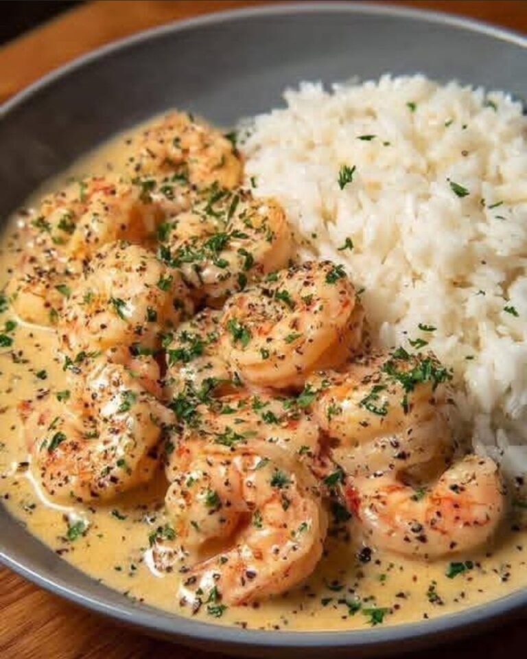 Insanely Creamy Garlic Butter Shrimp over Fluffy Rice (25 Minutes Total!)