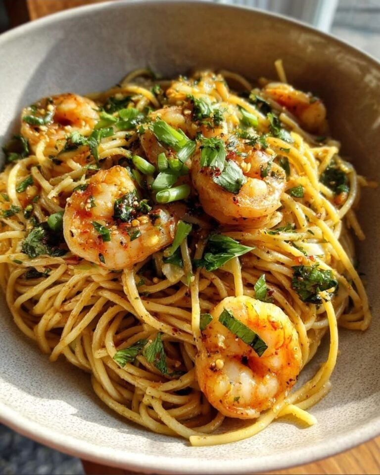 Buttery Garlic Shrimp Noodles with Soy-Honey Glaze
